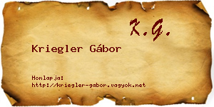 Kriegler Gábor névjegykártya