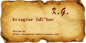 Kriegler Gábor névjegykártya